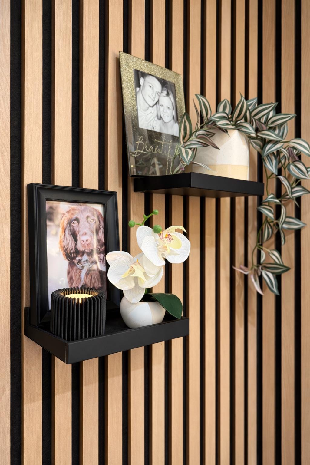 Slat Wall Shelf Set of 2 – Minimalist Floating Shelf with Lip, Modern Storage