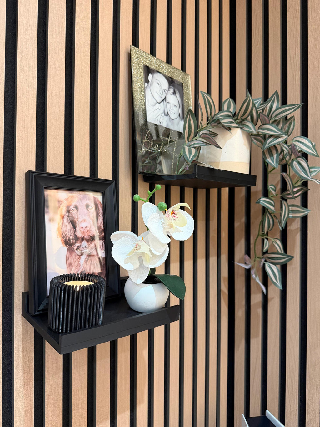 Slat Wall Shelf Set of 2 – Minimalist Floating Shelf with Lip, Modern Storage