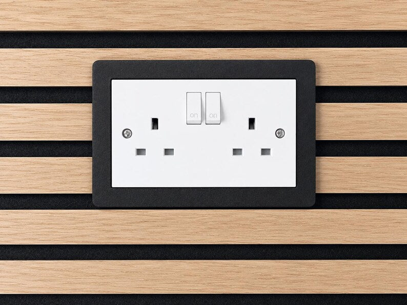 Premium recessed socket surround for acoustic slat wall panels