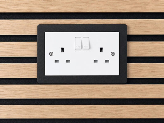 Premium recessed socket surround for acoustic slat wall panels