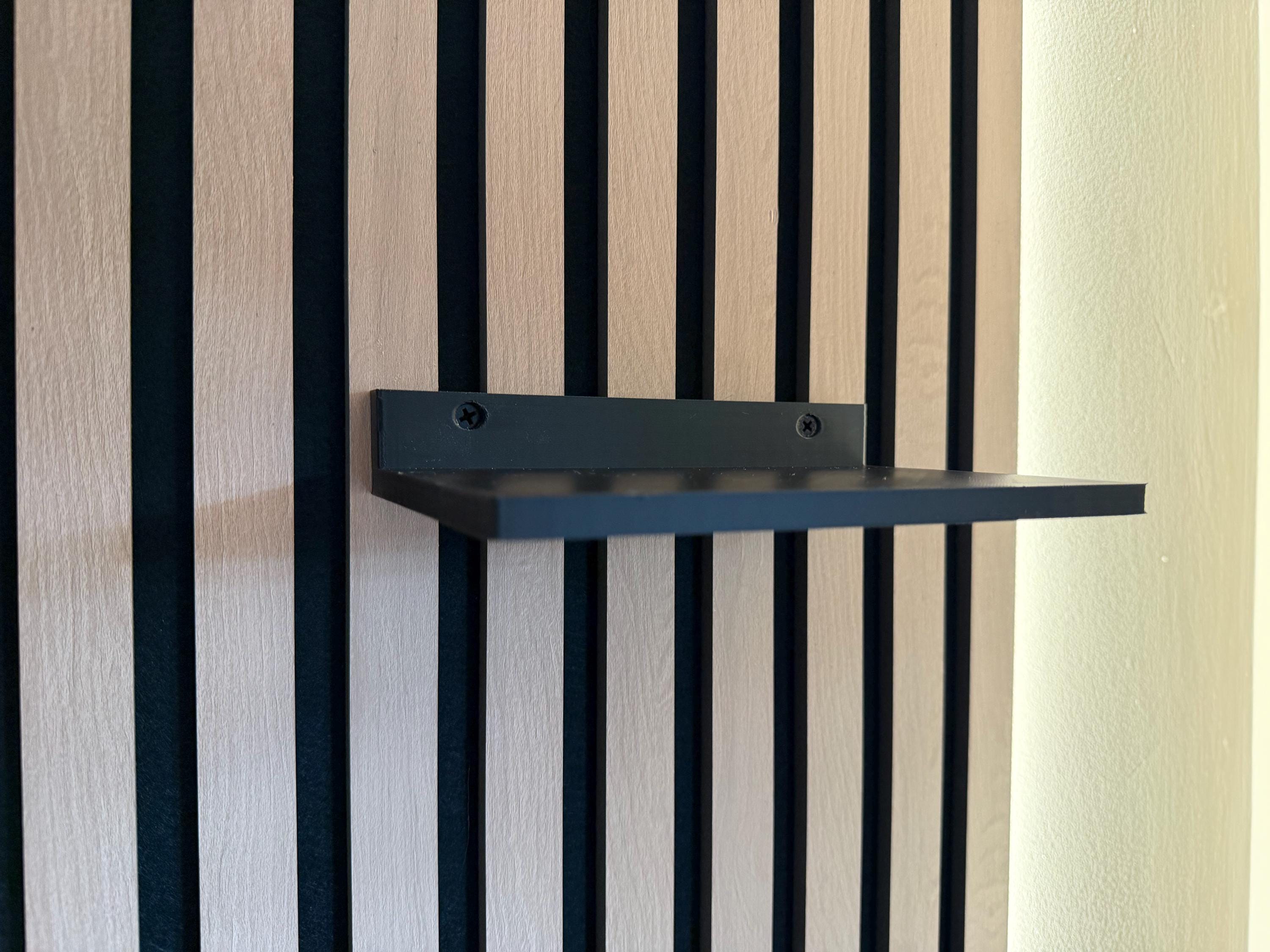 3 Pack Black Floating Shelf for Acoustic Slat Wall – Modern Minimalist Decor