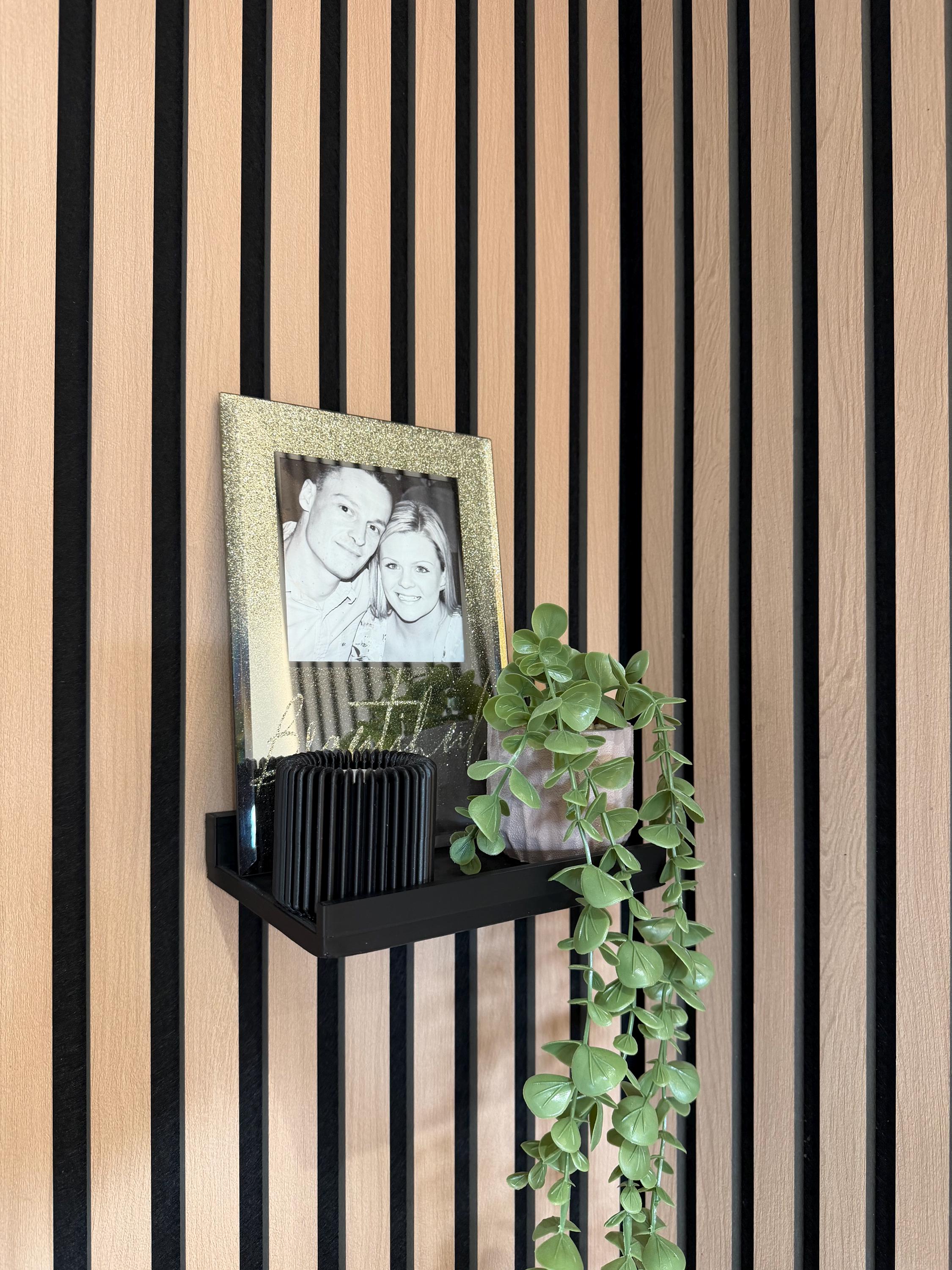 3 Pack Floating Picture Ledge Shelf | Black Slat Panel Display Storage