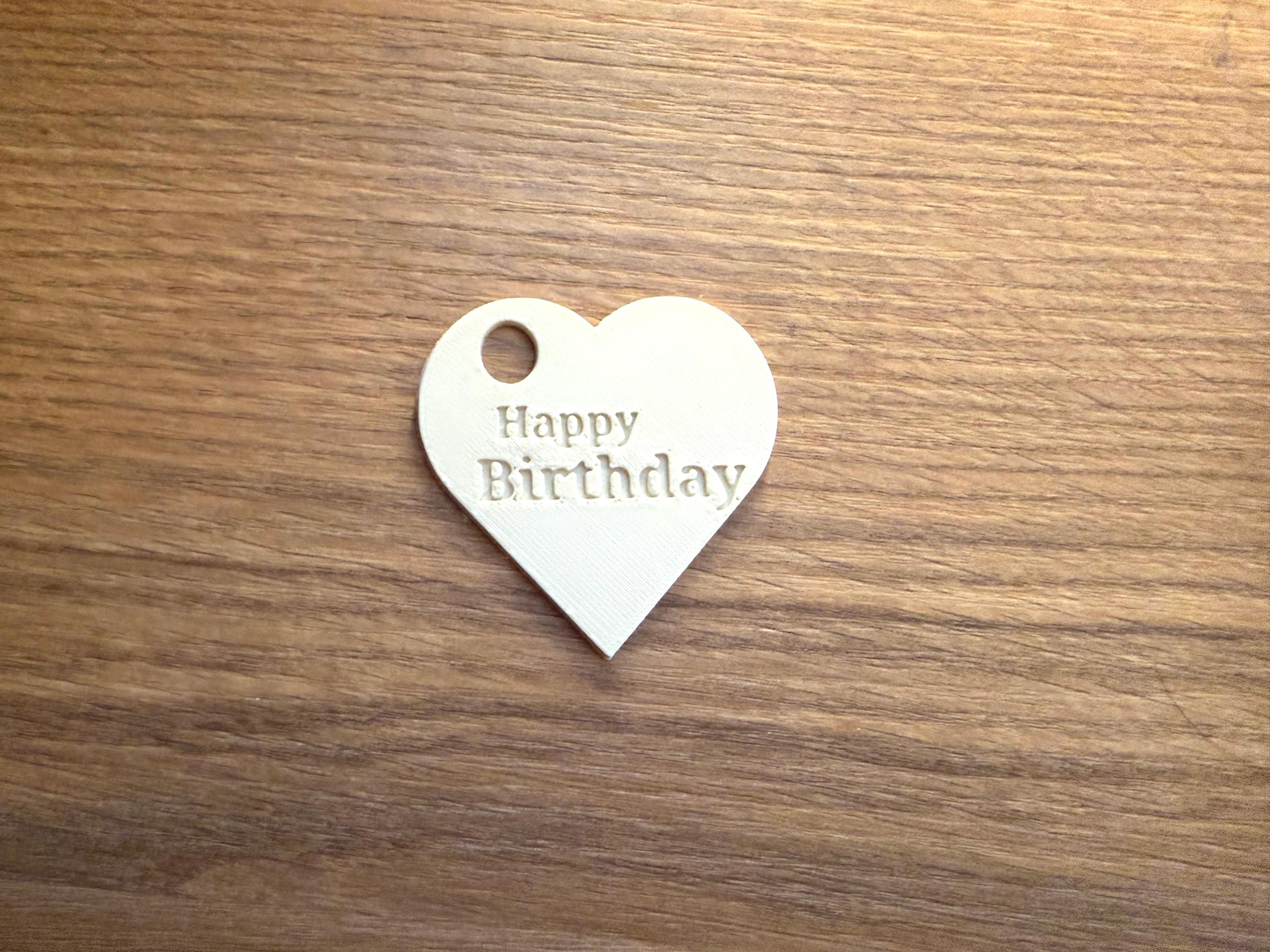 3D Printed Birthday Heart Tag