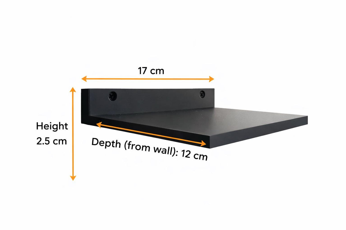 Black Floating Shelf for Slat Walls