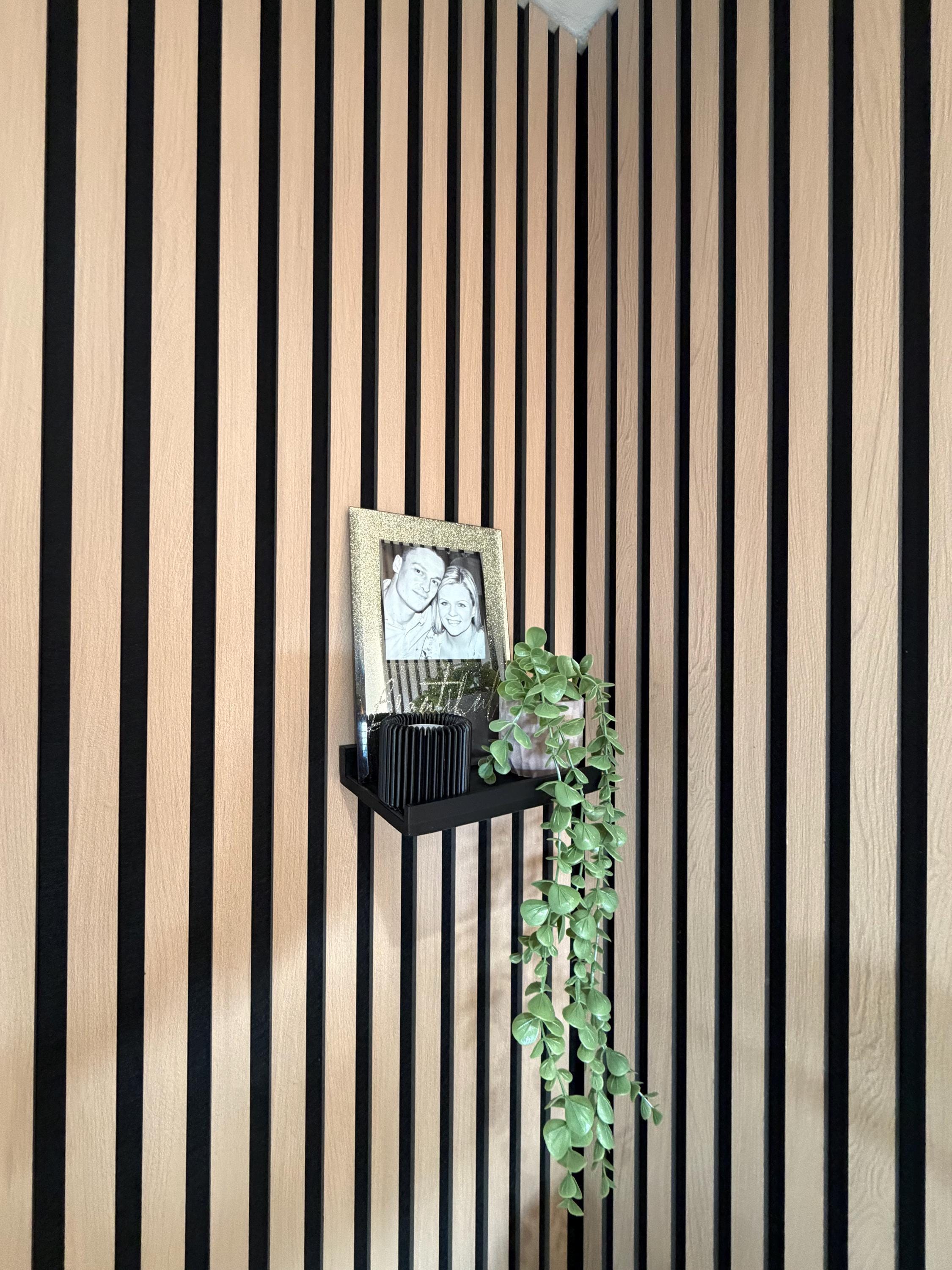 3 Pack Floating Picture Ledge Shelf | Black Slat Panel Display Storage