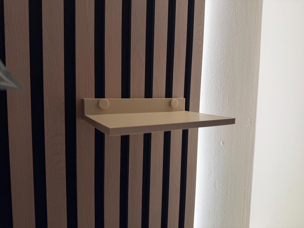 Beige Floating Shelf for Slat Walls — Screw Mount
