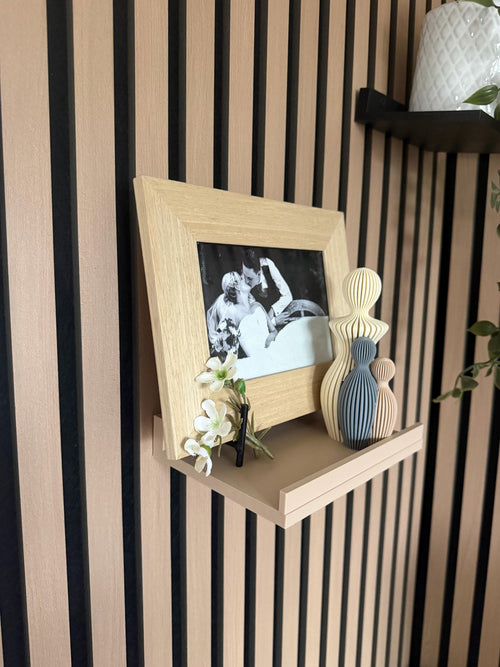 Blush-Taupe Floating Shelf for Slat Walls