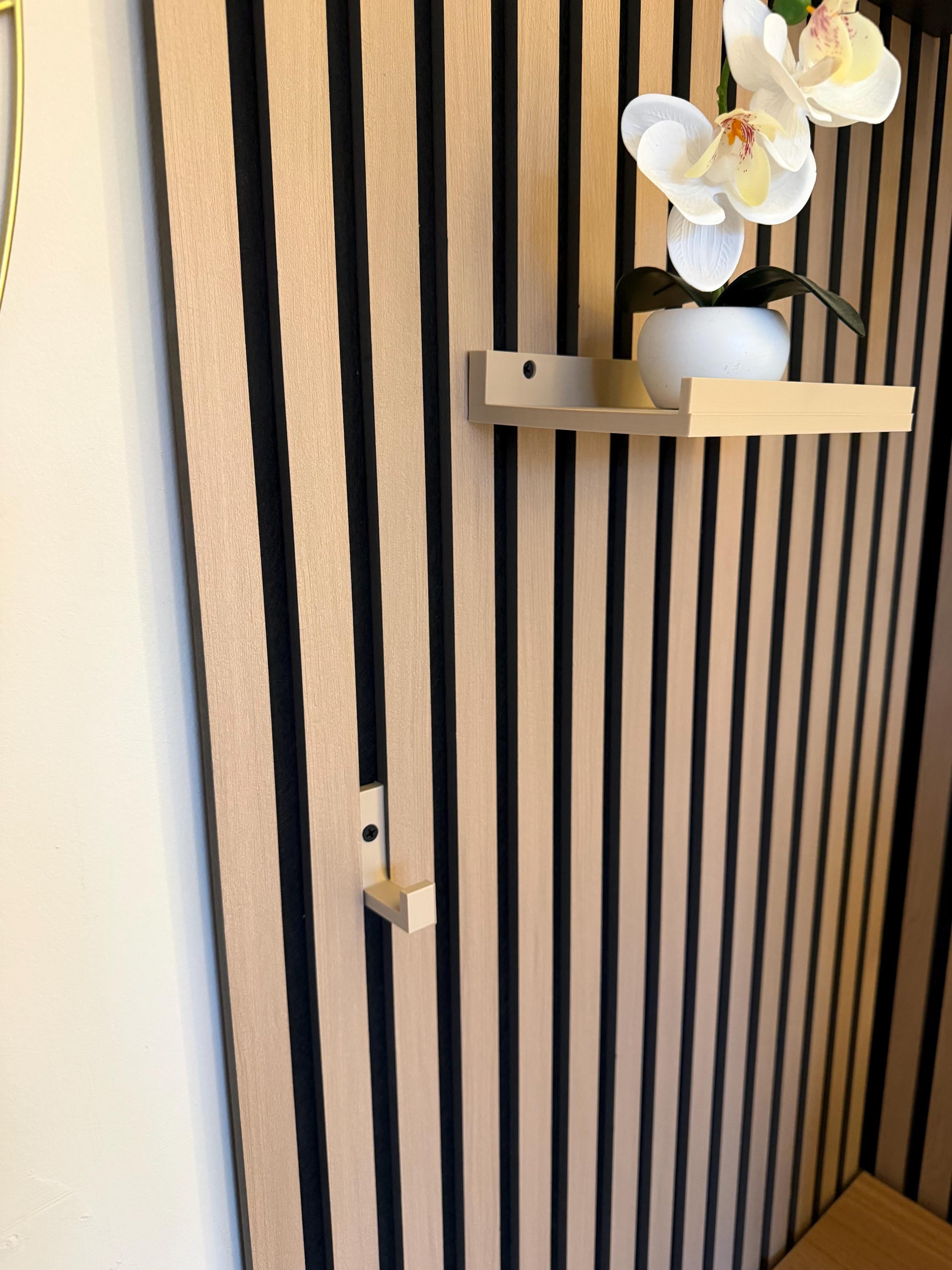 Pack of 3 x Matte Beige Acoustic Slat Wall Hook – Coat Jewellery Hanger