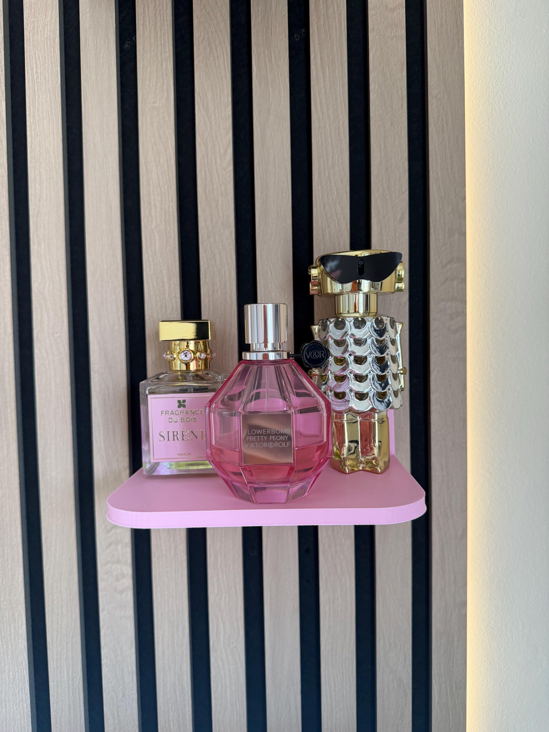 Perfume Shelf for Acoustic Panels |  Slat Wall Vanity Shelf | Beauty Display Shelf