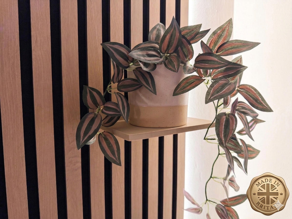 Beige Floating Shelf for Slat Walls — Screw Mount