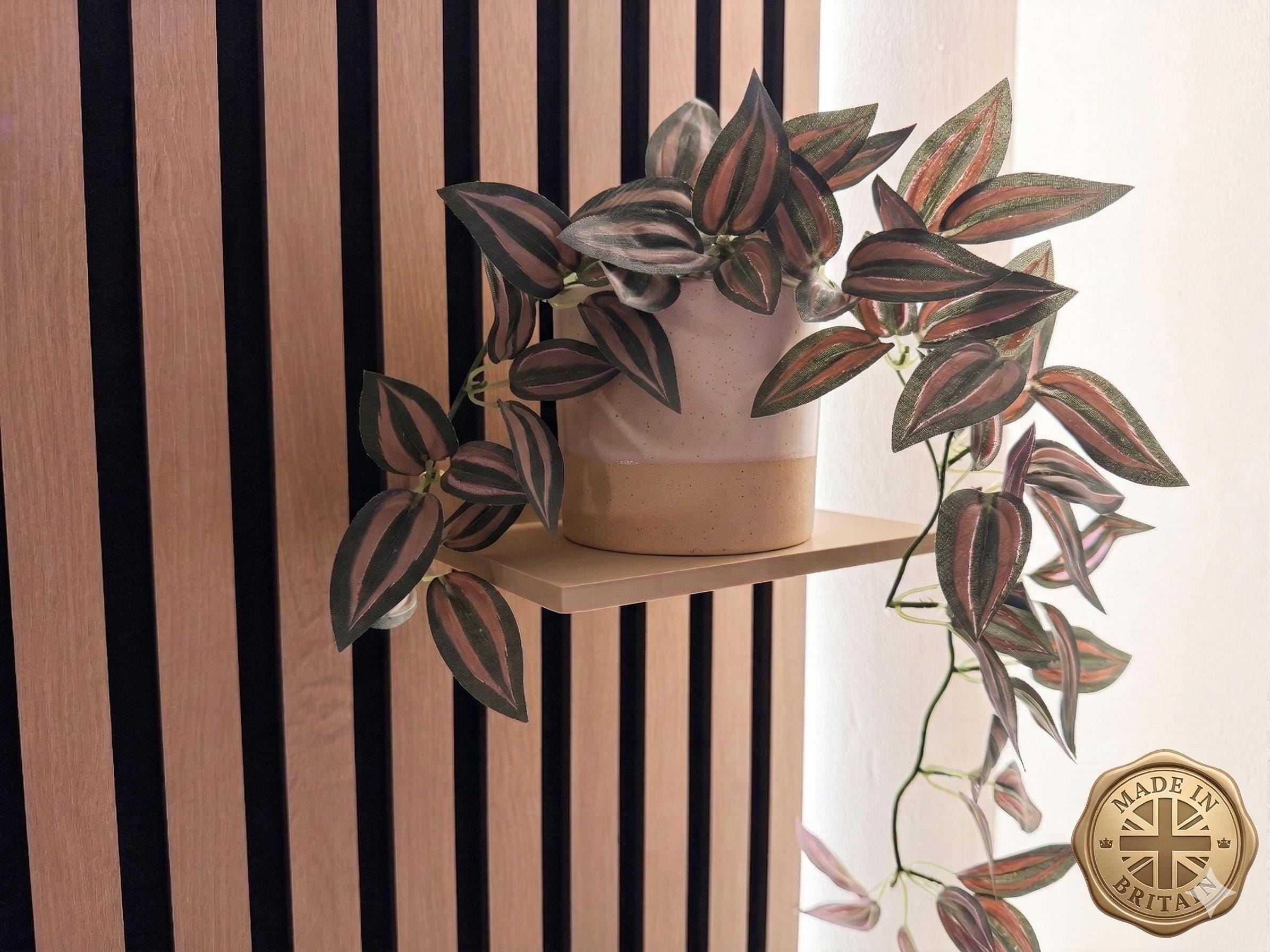 Matte Beige Floating Shelf for Acoustic Slat Wall | Secure Screw-Mount