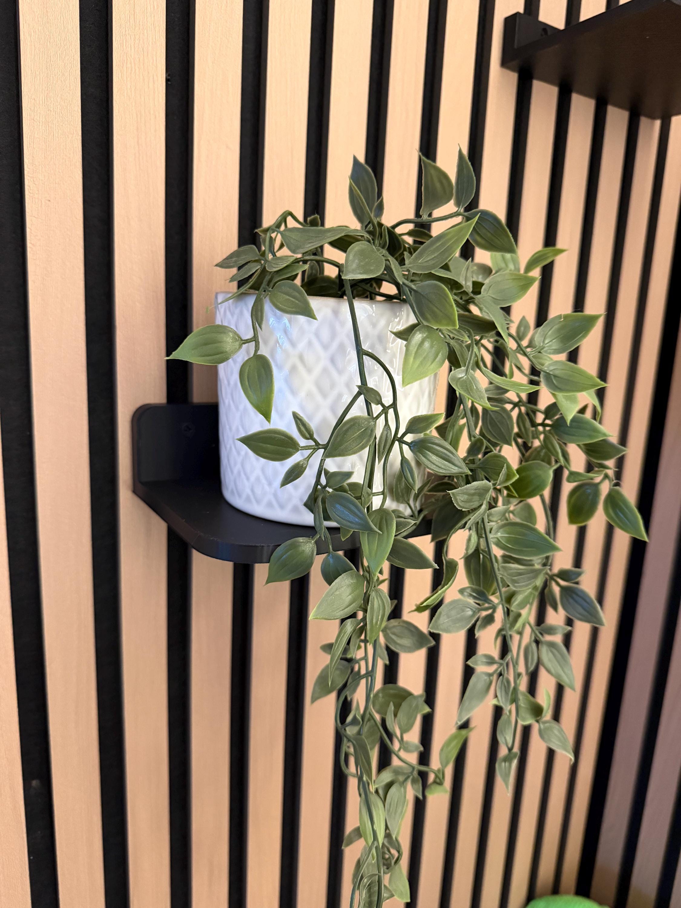 Acoustic Panel Floating Shelf | Black 3D Printed Slat Wall Storage (170x120mm)