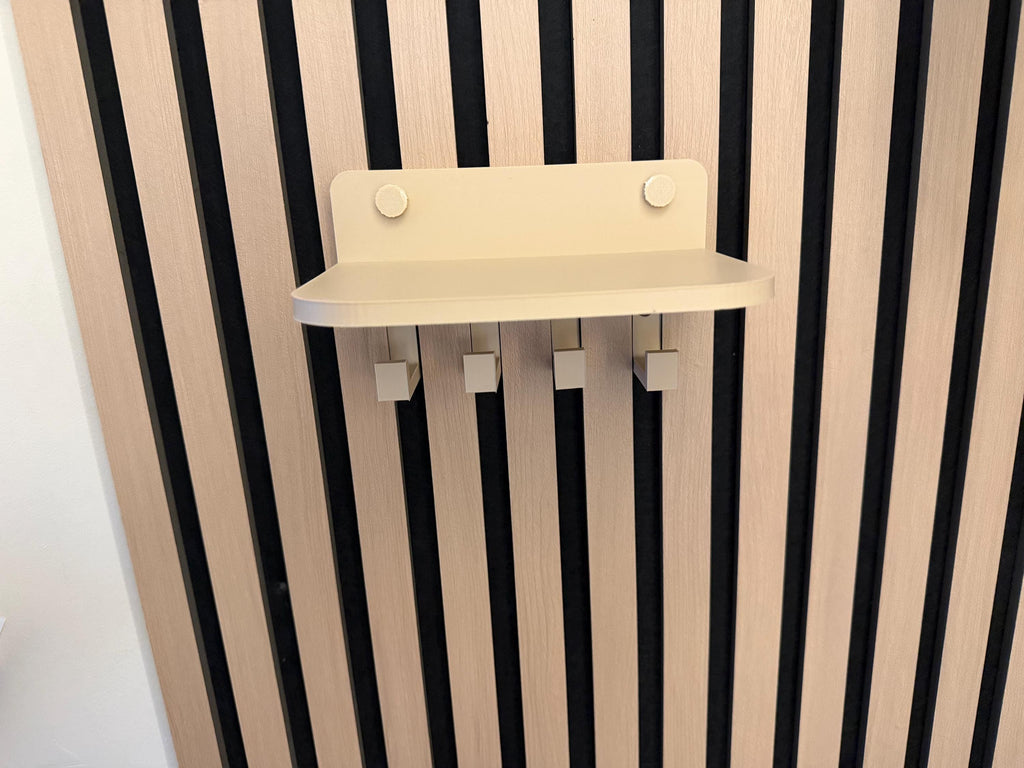 Acoustic Slat Wall Key Holder Shelf | Modern Entryway Organizer, Key Hooks Storage