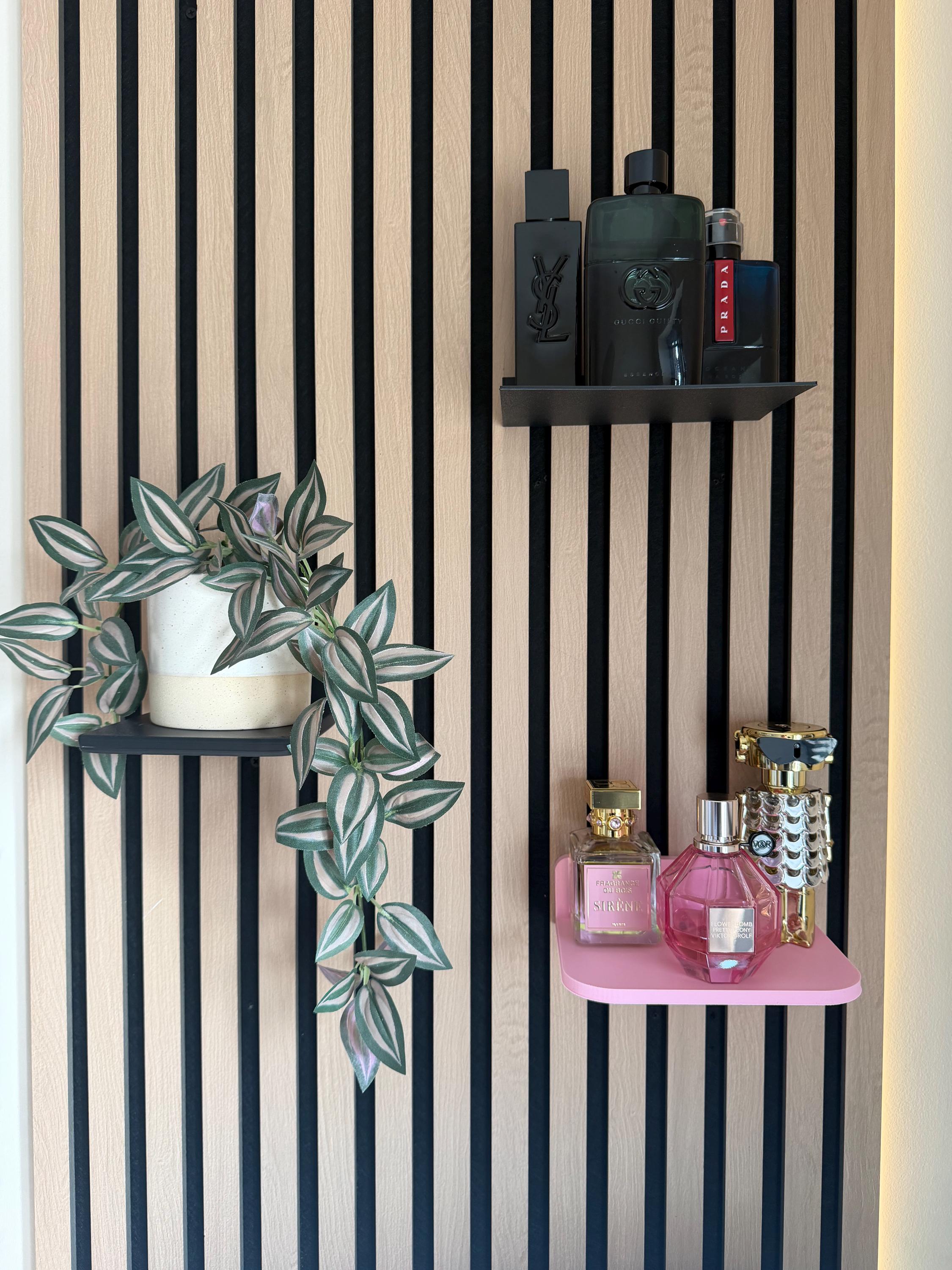 Perfume Shelf for Acoustic Panels |  Slat Wall Vanity Shelf | Beauty Display Shelf