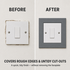 Self-adhesive light switch and socket surround plate in matte finish