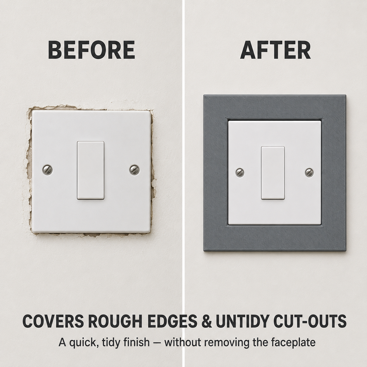 Self-adhesive light switch and socket surround plate in matte finish