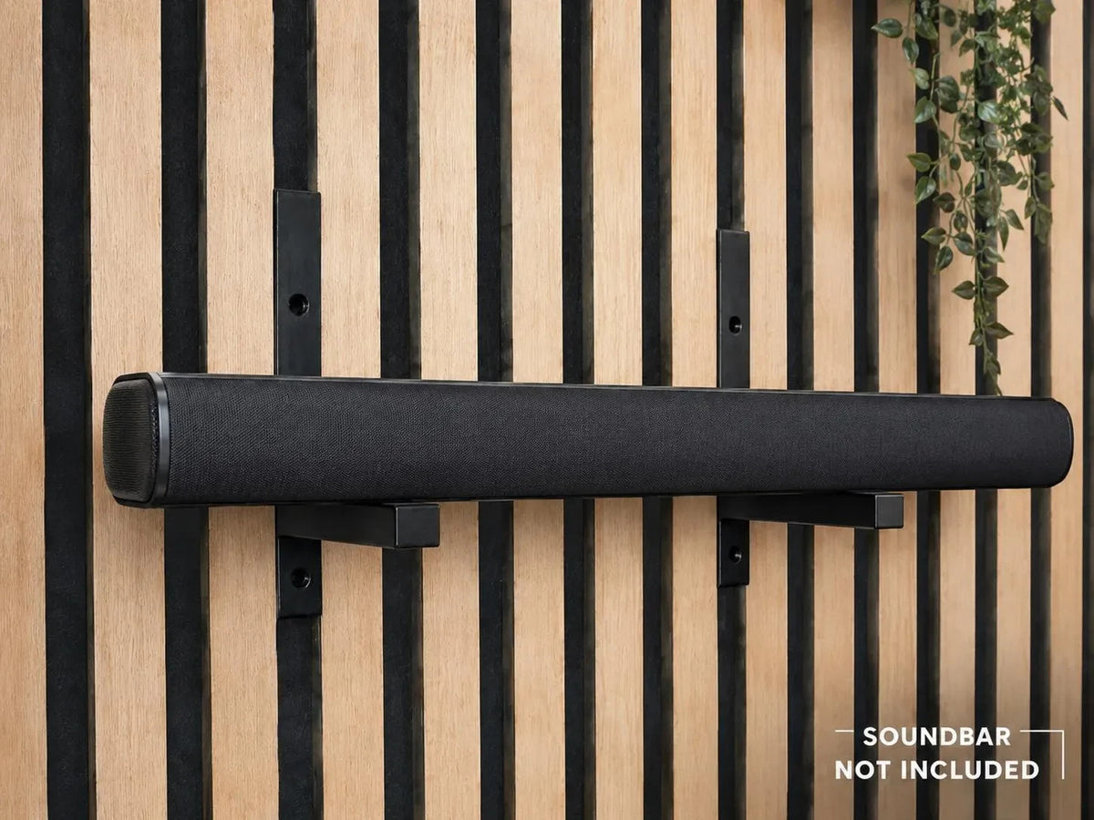 Soundbar Brackets for Acoustic Slat Walls — Matte Black, Pair